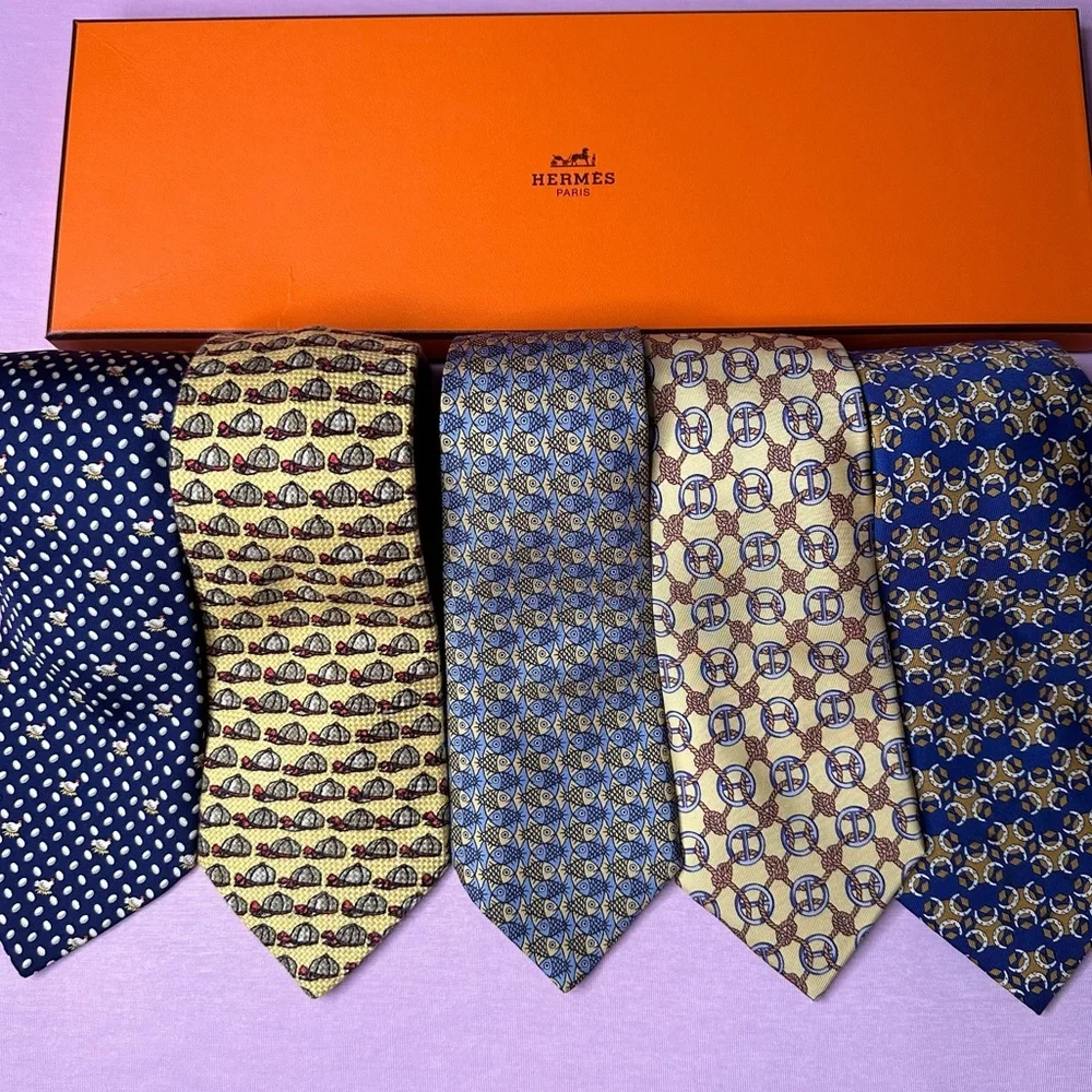 Authentic Hermes 👔4 Piece Tie Bundle 👔 - Picture 4 of 9